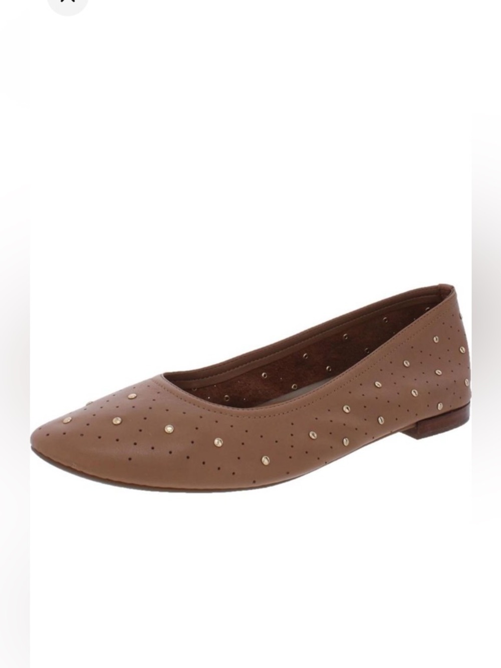 Aerosoles Womens Shelley Tan Leather Perforated Ballet Flats Shoes Sz 9